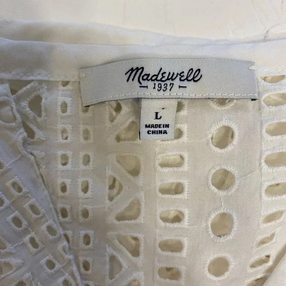 MADEWELL White Eyelet Open Back Swing Top - Picture 3 of 9